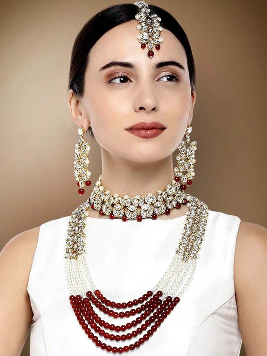 Bridal Bloom Kundan & Pearl Set | Elegant Bridal Jewellery by Peora