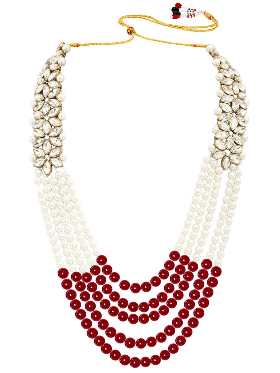 Bridal Bloom Kundan & Pearl Set - Maroon