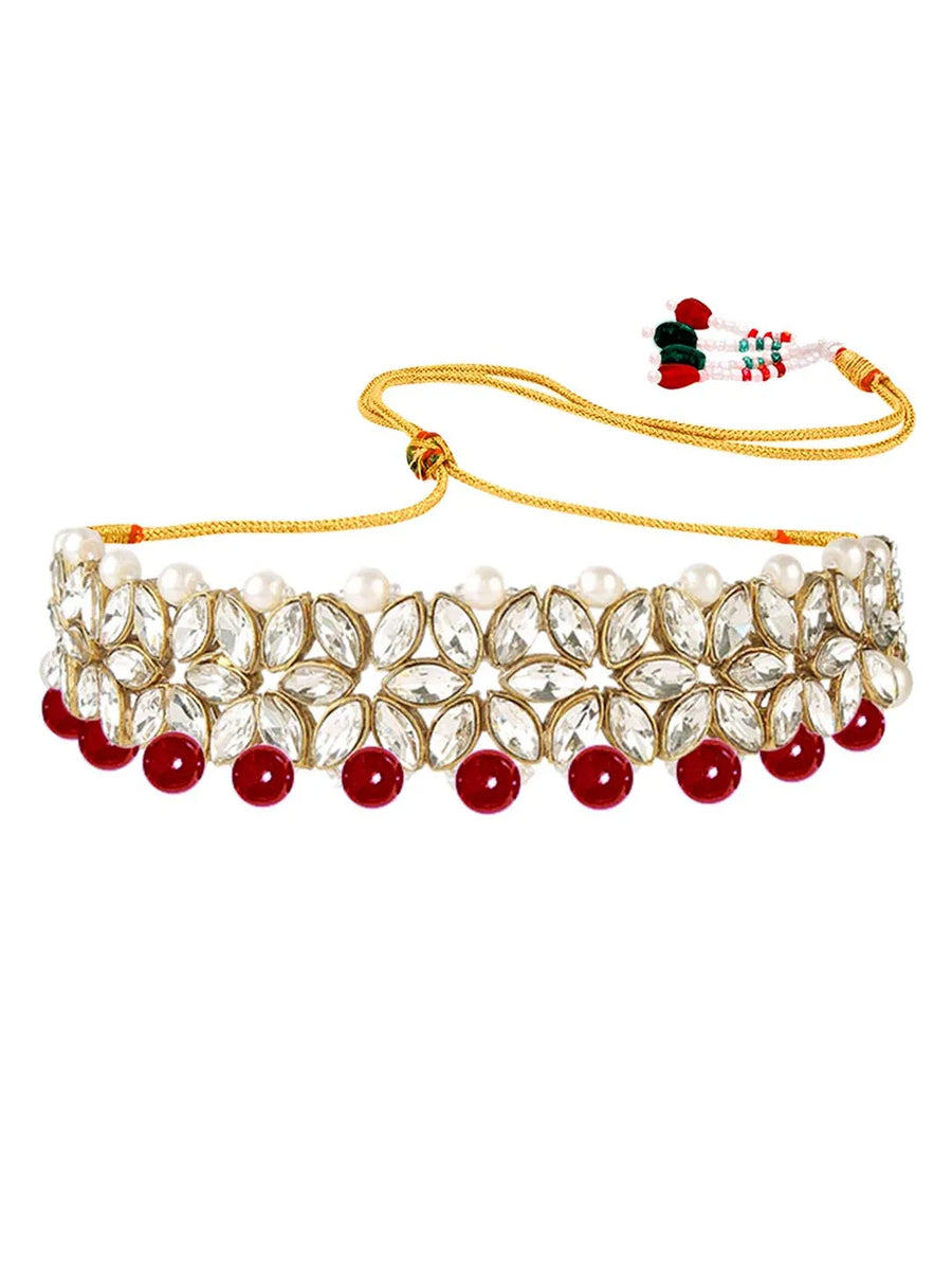 Bridal Bloom Kundan & Pearl Set - Maroon