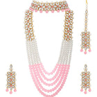 Bridal Bloom Kundan & Pearl Set - Pink