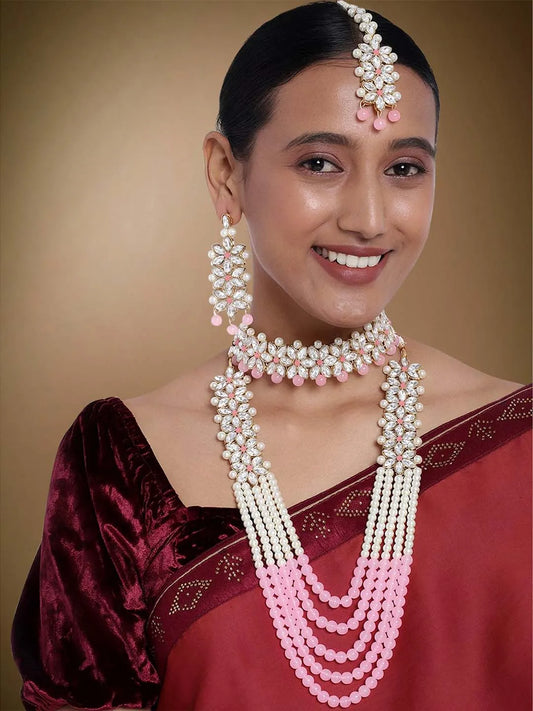 Bridal Bloom Kundan & Pearl Set | Elegant Bridal Jewellery by Peora