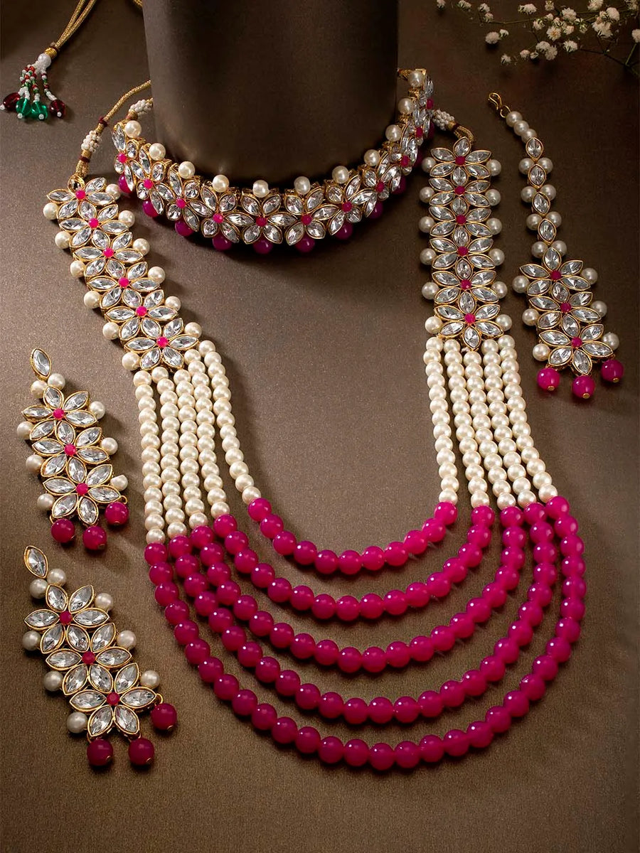 Bridal Bloom Kundan & Pearl Set | Elegant Bridal Jewellery by Peora