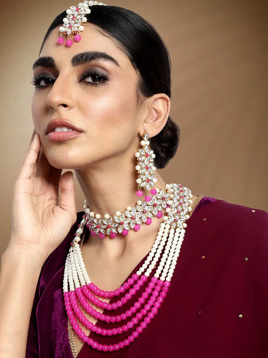 Bridal Bloom Kundan & Pearl Set | Elegant Bridal Jewellery by Peora