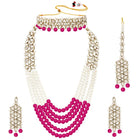 Bridal Bloom Kundan & Pearl Set - Rani Pink