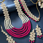 Bridal Bloom Kundan & Pearl Set - Rani Pink