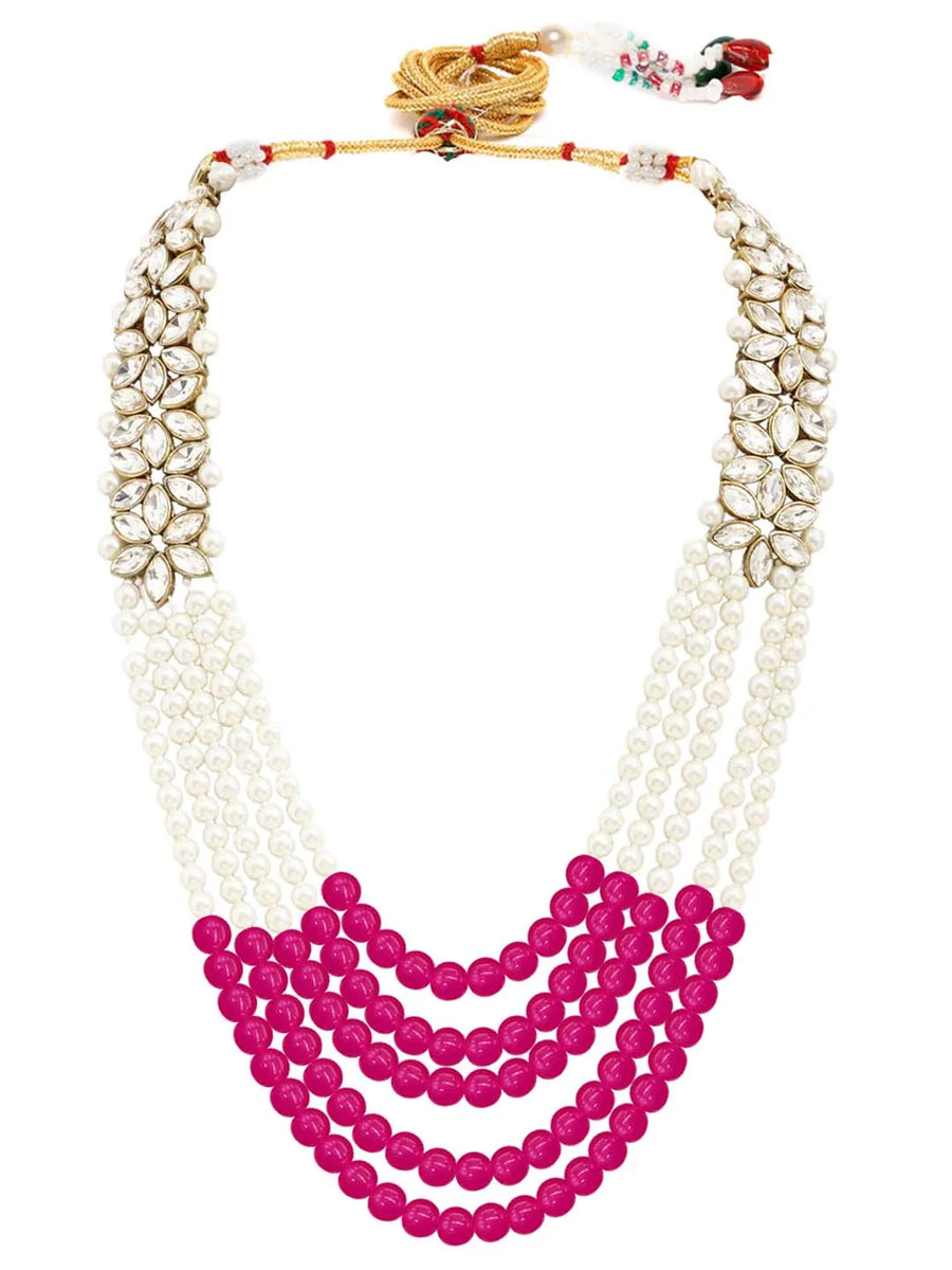 Bridal Bloom Kundan & Pearl Set - Rani Pink