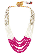 Bridal Bloom Kundan & Pearl Set - Rani Pink