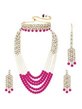 Bridal Bloom Kundan & Pearl Set - Rani Pink