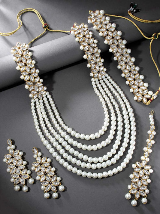 Bridal Bloom Kundan & Pearl Set | Elegant Bridal Jewellery by Peora

