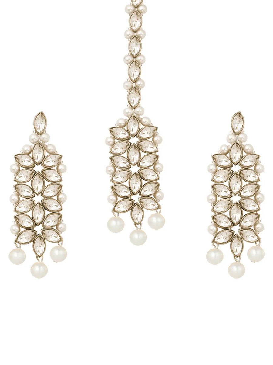 Bridal Bloom Kundan & Pearl Set - White
