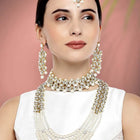 Bridal Bloom Kundan & Pearl Set - White