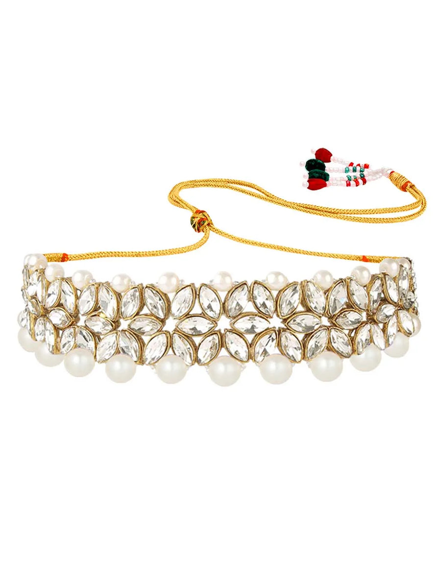 Bridal Bloom Kundan & Pearl Set - White