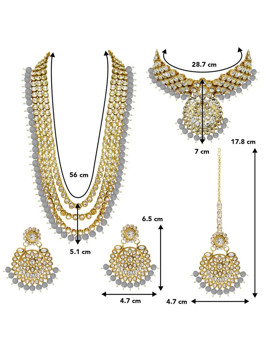 Azure Allure Radiant Bridal Jewellery Set - Grey