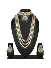 Lush Charms Green Kundan and Faux Beads Bridal Set