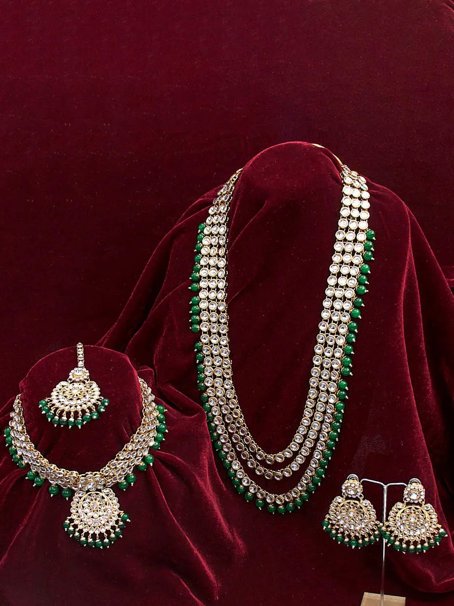 Lush Charms Kundan & Beads Bridal Set - Green