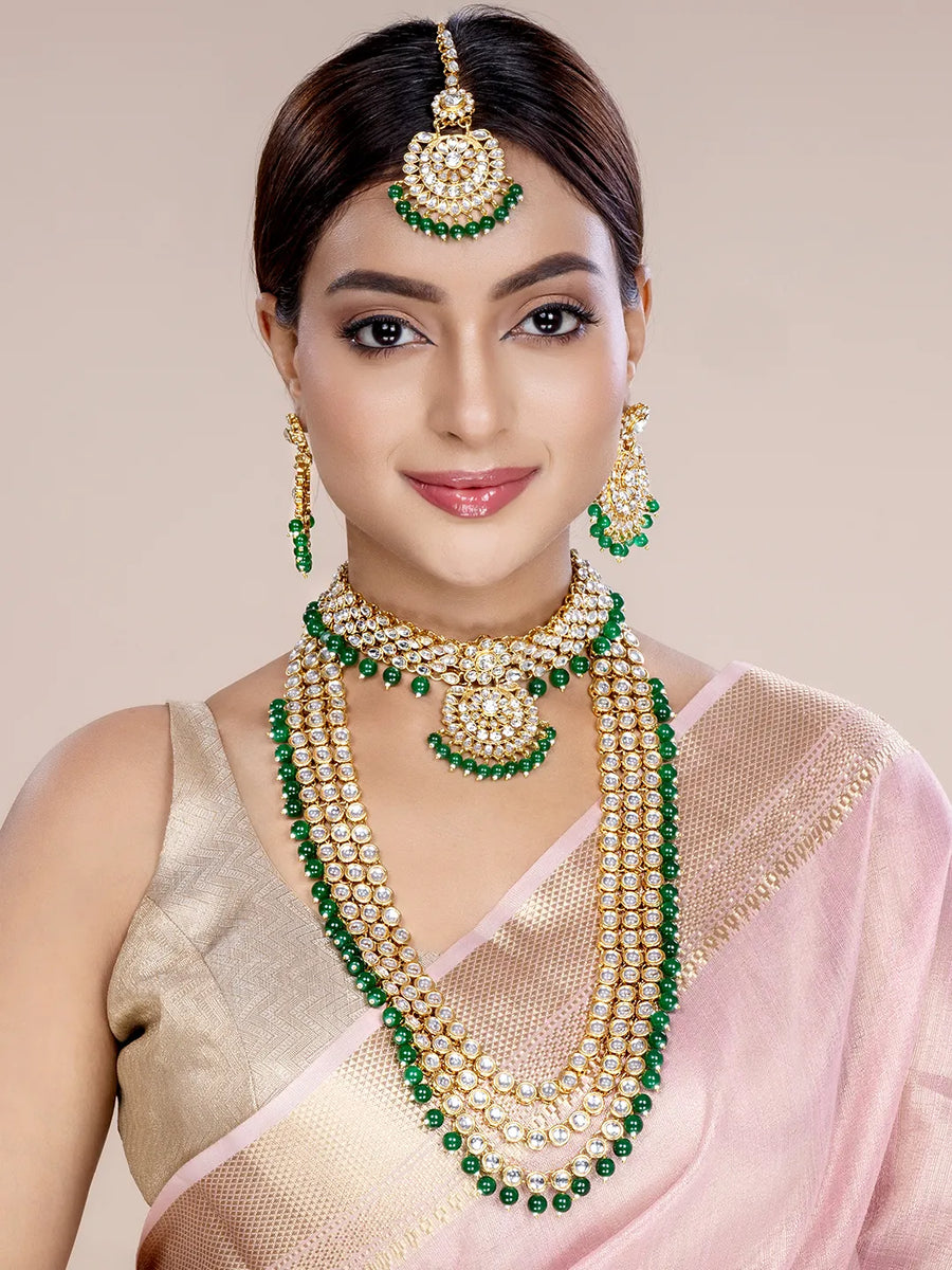 Lush Charms Kundan & Beads Bridal Set - Green