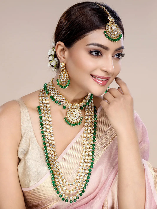 Lush Charms Kundan & Beads Bridal Set - Green