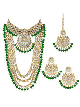 Lush Charms Green Kundan and Faux Beads Bridal Set