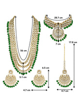 Lush Charms Green Kundan and Faux Beads Bridal Set