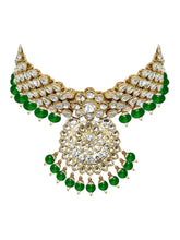 Lush Charms Green Kundan and Faux Beads Bridal Set