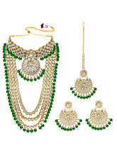 Lush Charms Green Kundan and Faux Beads Bridal Set