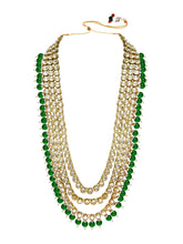 Lush Charms Green Kundan and Faux Beads Bridal Set