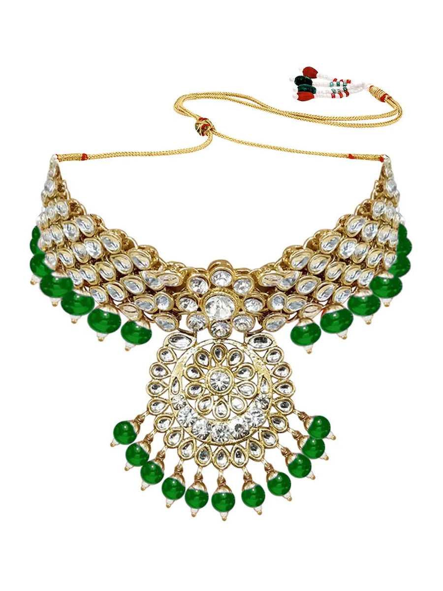 Lush Charms Kundan & Beads Bridal Set - Green