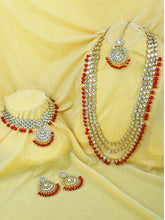 Lush Charms Green Kundan and Faux Beads Bridal Set