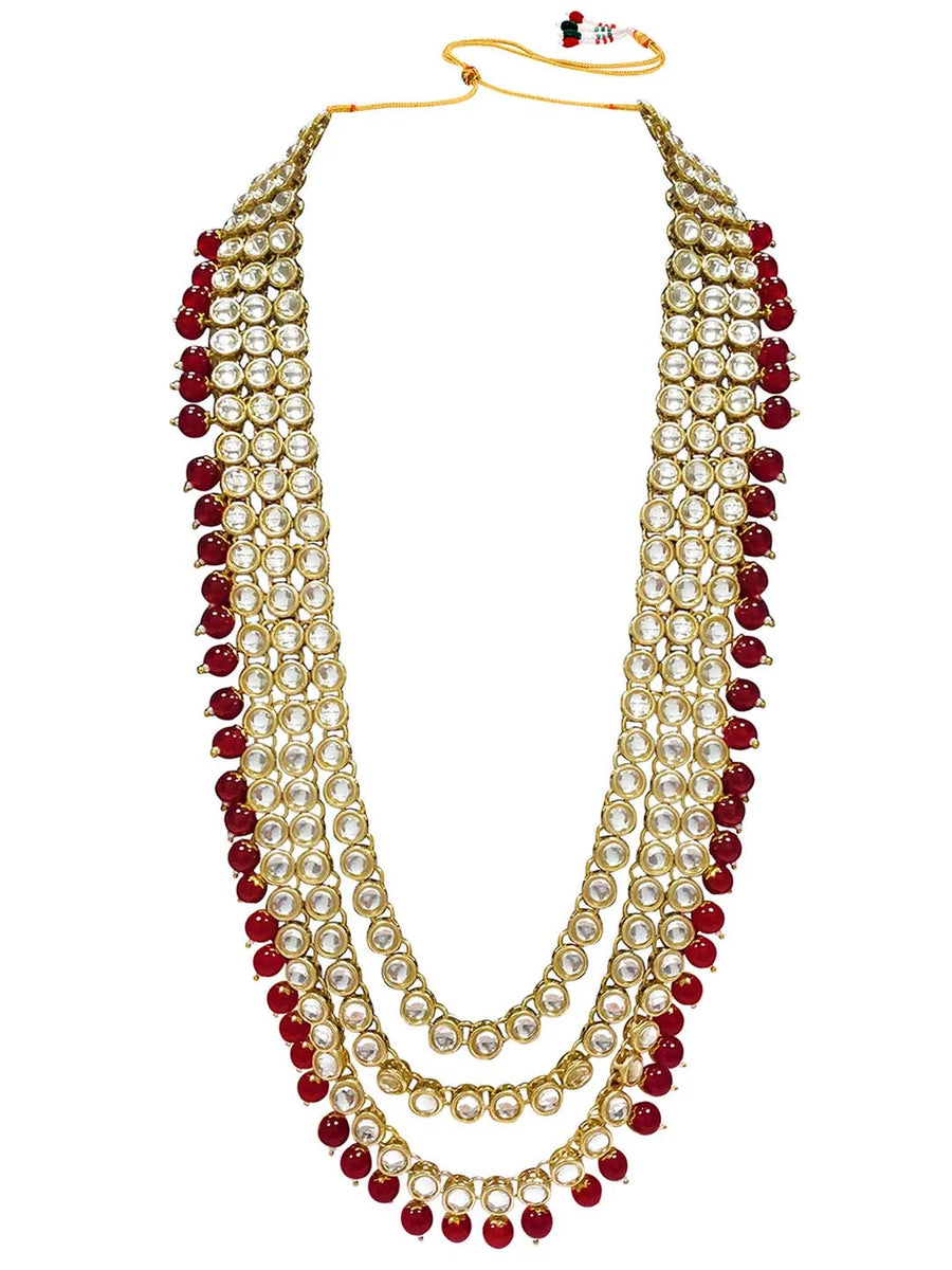 Lush Charms Kundan & Beads Bridal Set - Maroon
