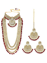Lush Charms Kundan & Beads Bridal Set - Maroon