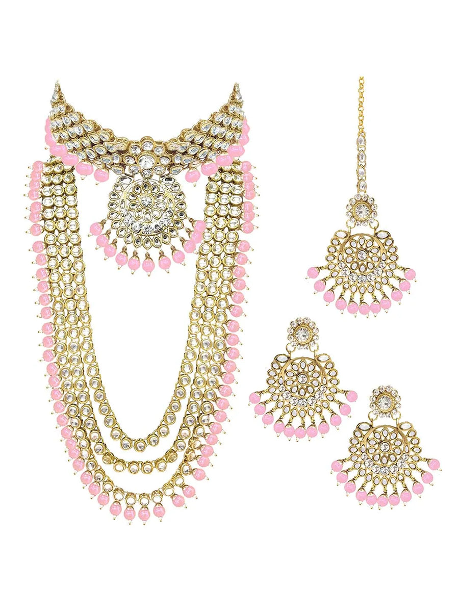 Azure Allure Radiant Bridal Jewellery Set - Pink