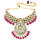 Lush Charms Kundan & Beads Bridal Set - Rani Pink