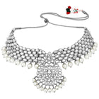 Lush Charms Kundan & Beads Bridal Set - Rhodium White