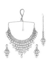 Pure Radiance Silver Plated Stone Necklace Set and Maangtikka