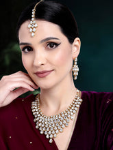 Pure Radiance Silver Plated Stone Necklace Set and Maangtikka