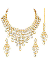 Pure Radiance Silver Plated Stone Necklace Set and Maangtikka