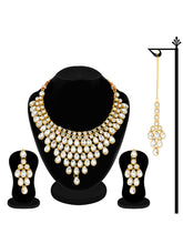 Pure Radiance Silver Plated Stone Necklace Set and Maangtikka