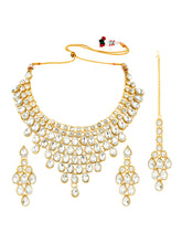 Pure Radiance Silver Plated Stone Necklace Set and Maangtikka