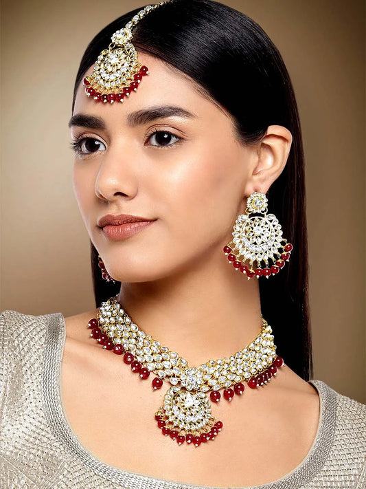 Bridal Glamour Redefined Jewellery Set - Maroon