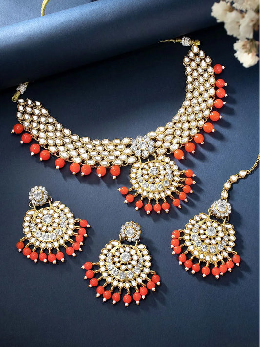 Bridal Glamour Redefined Jewellery Set - Orange