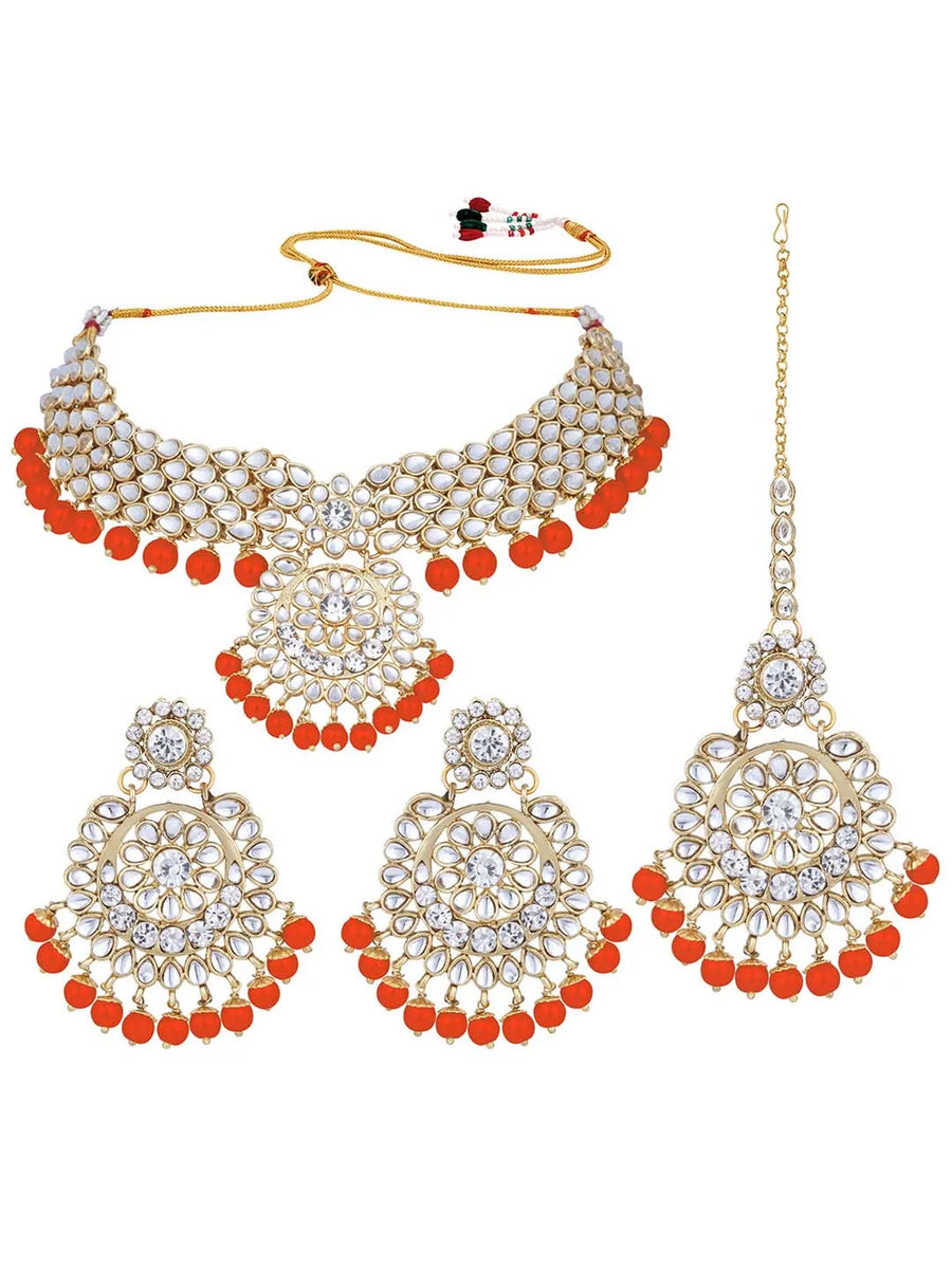 Bridal Glamour Redefined Jewellery Set - Orange