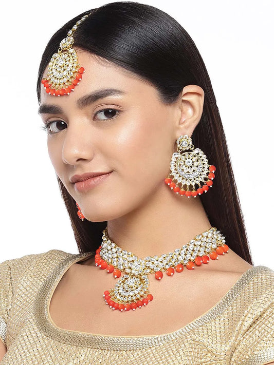 Bridal Glamour Redefined Jewellery Set - Orange