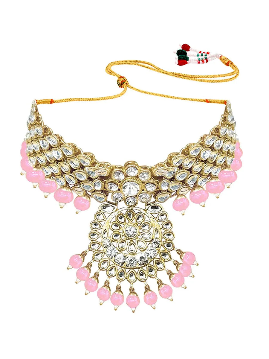 Bridal Glamour Redefined Jewellery Set - Pink