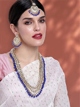 Beads Rhodium Kundan Bridal Set | Elegant Bridal Jewellery by Peora

