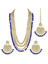 Beads Rhodium Kundan Bridal Set | Elegant Bridal Jewellery by Peora

