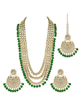 Beads Rhodium Kundan Bridal Set | Elegant Bridal Jewellery by Peora

