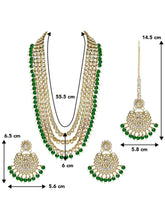 Majestic Set Green Kundan Long Necklace Set with Maangtikka