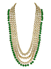 Majestic Set Green Kundan Long Necklace Set with Maangtikka