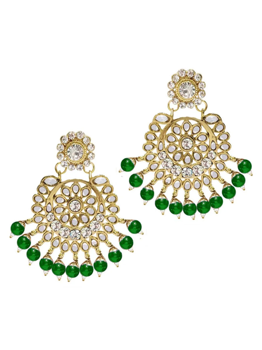 Beads Rhodium Kundan Bridal Set | Elegant Bridal Jewellery by Peora


