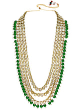 Majestic Set Green Kundan Long Necklace Set with Maangtikka